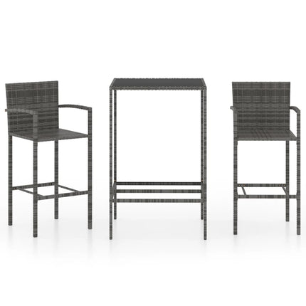 3 Piece Patio Bar Set Poly Rattan Gray