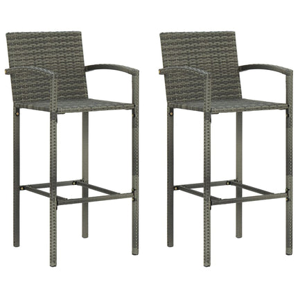 3 Piece Patio Bar Set Poly Rattan Gray