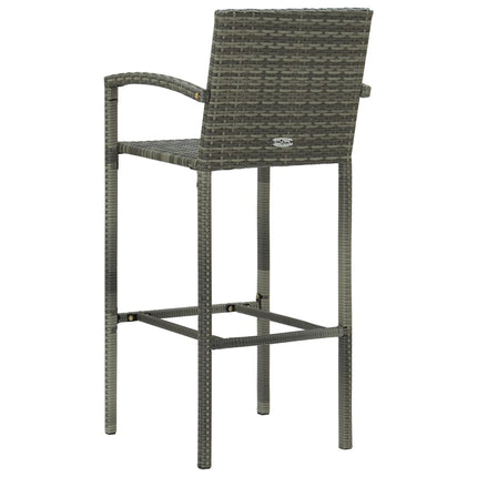 3 Piece Patio Bar Set Poly Rattan Gray