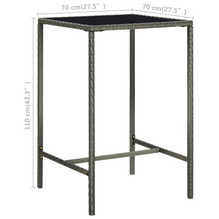 3 Piece Patio Bar Set Poly Rattan Gray