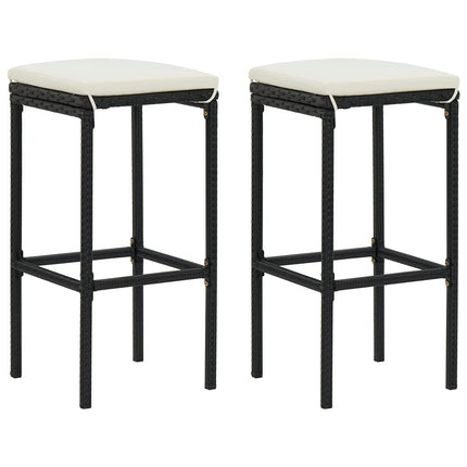 3 Piece Patio Bar Set with Cushions Poly Rattan Black