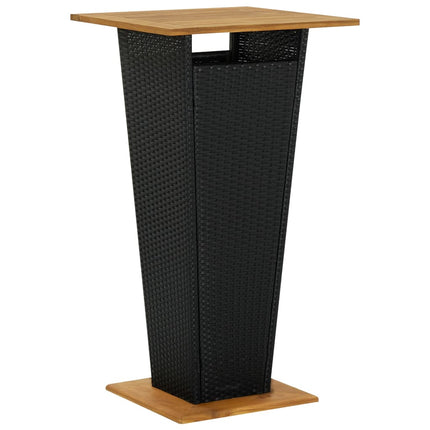 5 Piece Patio Bar Set with Cushions Poly Rattan Black
