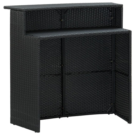 3 Piece Patio Bar Set with Cushions Black