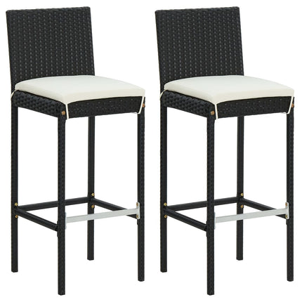 3 Piece Patio Bar Set with Cushions Black