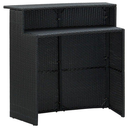 3 Piece Patio Bar Set with Cushions Black