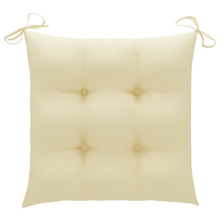 Patio Chairs 2 pcs with Cream White Cushions Solid Teak Wood