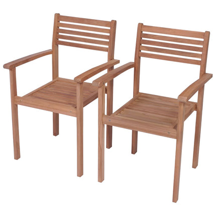 Patio Chairs 2 pcs with Beige Cushions Solid Teak Wood