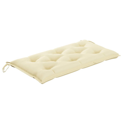 Patio Bench with Cream White Cushion 44.1" Solid Teak Wood