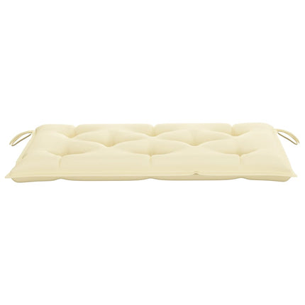 Patio Bench with Cream White Cushion 44.1" Solid Teak Wood
