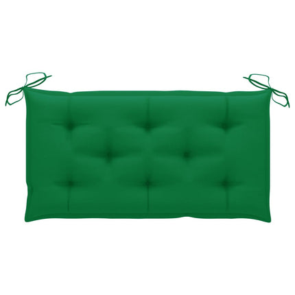 Patio Bench with Green Cushion 44.1" Solid Teak Wood
