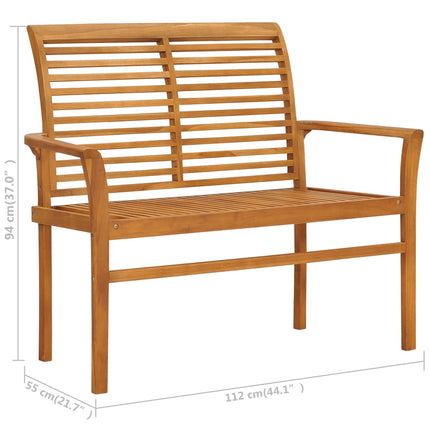 Patio Bench with Green Cushion 44.1" Solid Teak Wood