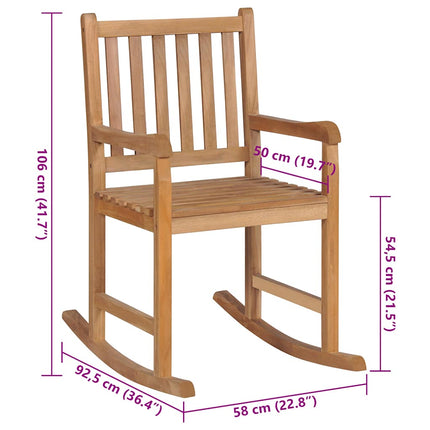 Rocking Chair with Anthracite Cushion Solid Teak Wood