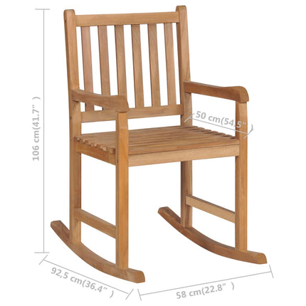 Rocking Chair with Cream Cushion Solid Teak Wood