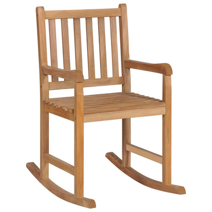 Rocking Chair with Gray Cushion Solid Teak Wood