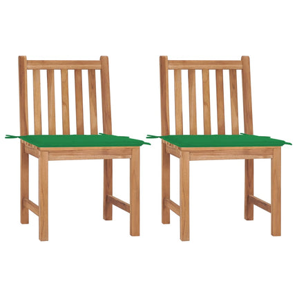Patio Chairs 2 pcs with Cushions Solid Teak Wood