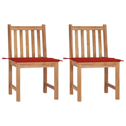 Patio Chairs 2 pcs with Cushions Solid Teak Wood
