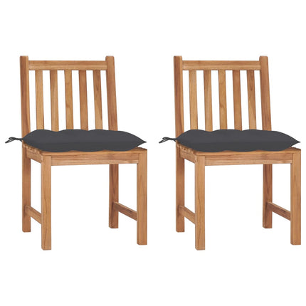 Patio Chairs 2 pcs with Cushions Solid Teak Wood