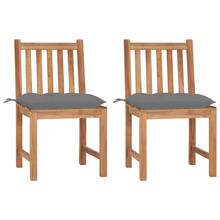 Patio Chairs 2 pcs with Cushions Solid Teak Wood