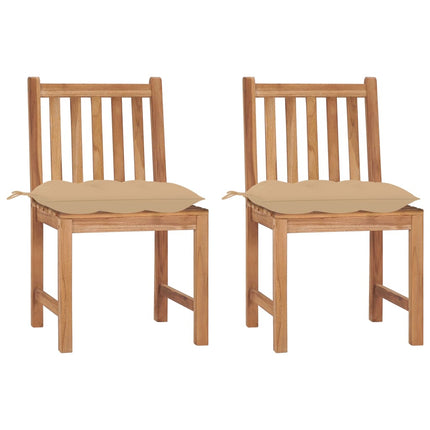 Patio Chairs 2 pcs with Cushions Solid Teak Wood