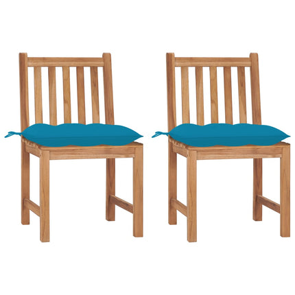 Patio Chairs 2 pcs with Cushions Solid Teak Wood