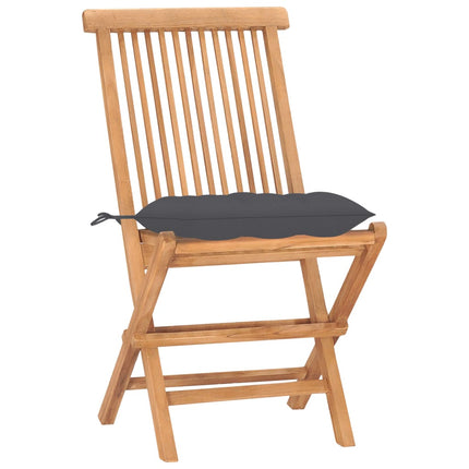 3 Piece Folding Patio Dining Set with Cushion Solid Teak Wood