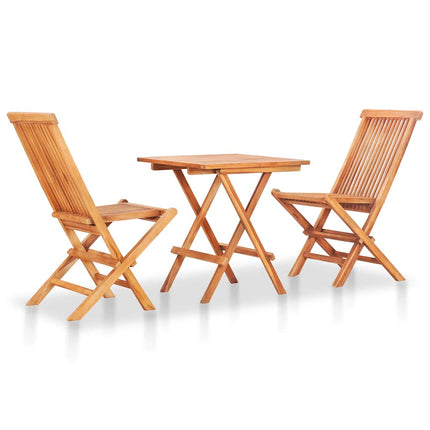 3 Piece Bistro Set with Taupe Cushions Solid Teak Wood