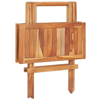3 Piece Bistro Set with Taupe Cushions Solid Teak Wood
