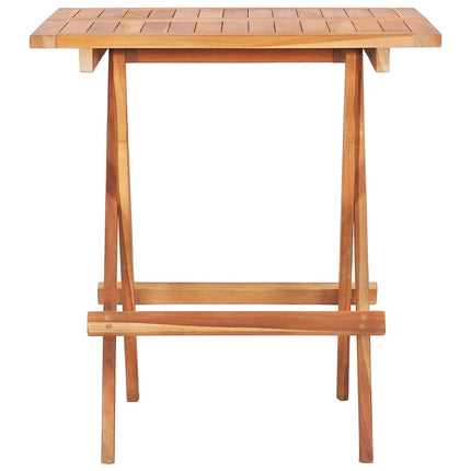 3 Piece Bistro Set with Black Cushions Solid Teak Wood