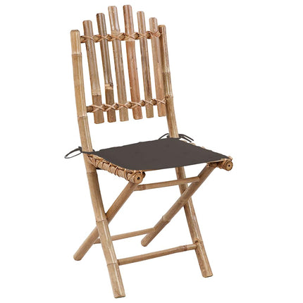Folding Patio Chairs 2 pcs with Cushions Bamboo