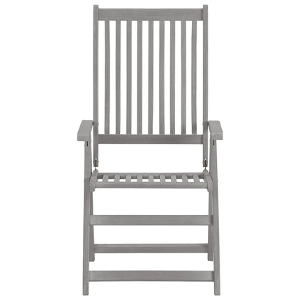 Patio Reclining Chairs 3 pcs with Cushions Solid Acacia Wood