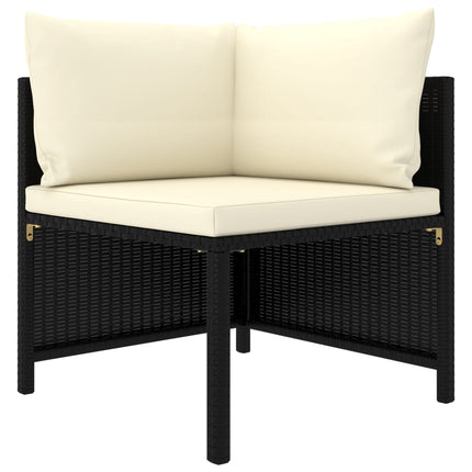 3 Piece Patio Lounge Set with Cushions Poly Rattan Black