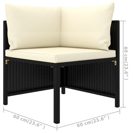 3 Piece Patio Lounge Set with Cushions Poly Rattan Black