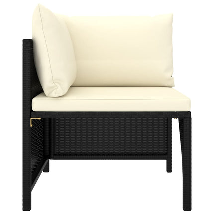 5 Piece Patio Lounge Set with Cushions Poly Rattan Black