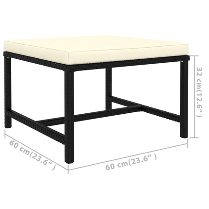 6 Piece Patio Lounge Set with Cushions Poly Rattan Black