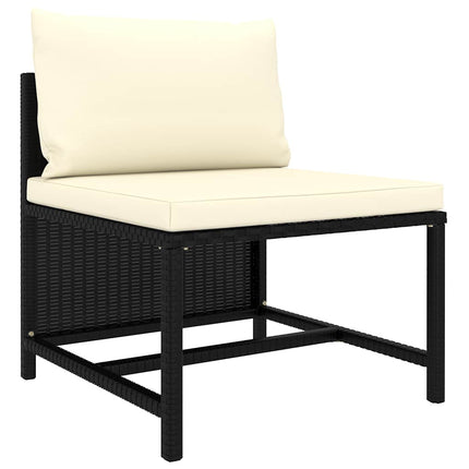 8 Piece Patio Lounge Set with Cushions Poly Rattan Black