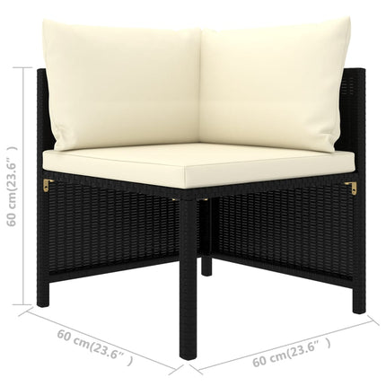 10 Piece Patio Lounge Set with Cushions Poly Rattan Black