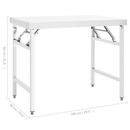 Kitchen Folding Work Table 39.4"x24"x32" Stainless Steel