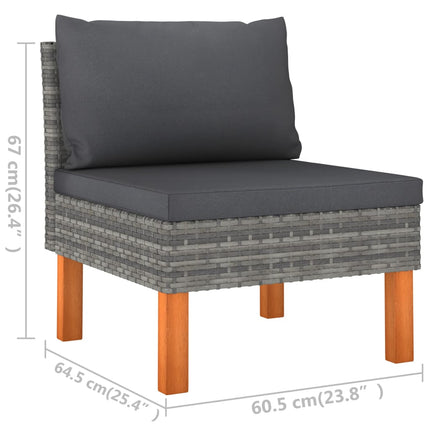 3-Seater Patio Sofa with Cushions Gray Poly Rattan