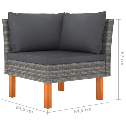 4-Seater Patio Sofa with Cushions Gray Poly Rattan