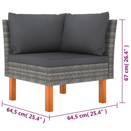 6 Piece Patio Lounge Set with Cushions Poly Rattan Gray