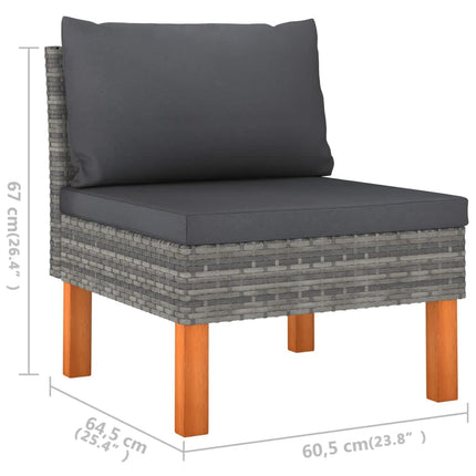 6 Piece Patio Lounge Set with Cushions Poly Rattan Gray