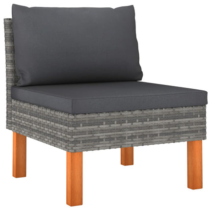 7 Piece Patio Lounge Set with Cushions Poly Rattan Gray
