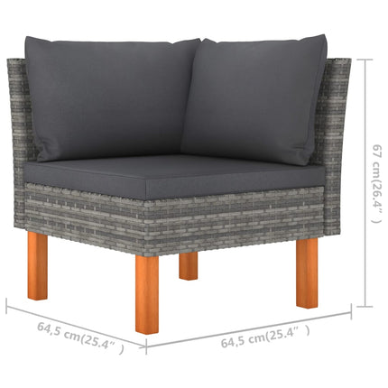 7 Piece Patio Lounge Set with Cushions Poly Rattan Gray