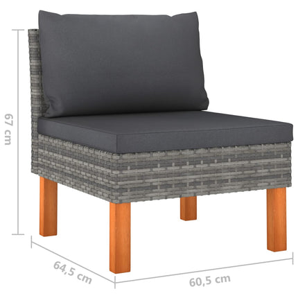 10 Piece Patio Lounge Set with Cushions Poly Rattan Gray