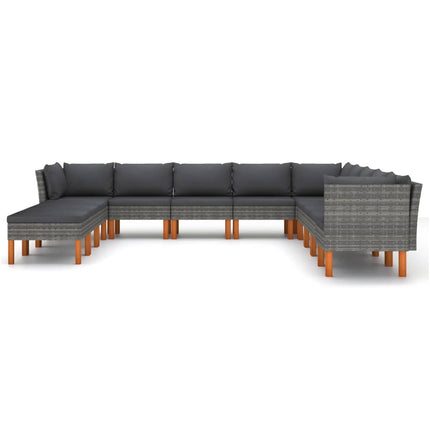 12 Piece Patio Lounge Set with Cushions Poly Rattan Gray
