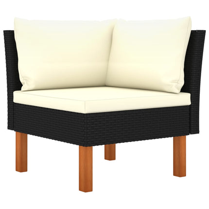 5 Piece Patio Lounge Set with Cushions Poly Rattan Black