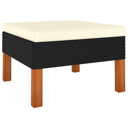 5 Piece Patio Lounge Set with Cushions Poly Rattan Black