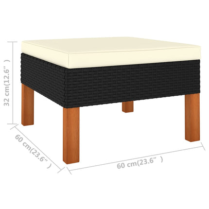 5 Piece Patio Lounge Set with Cushions Poly Rattan Black