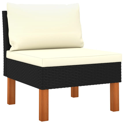 6 Piece Patio Lounge Set with Cushions Poly Rattan Black
