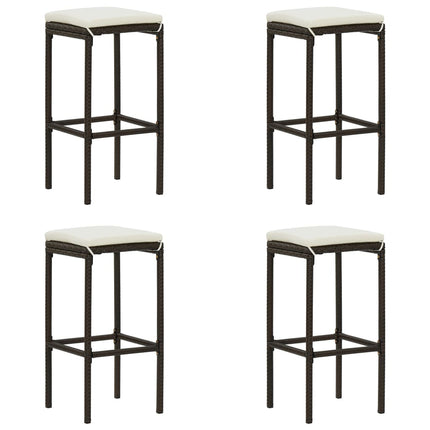 5 Piece Patio Bar Set with Cushions Poly Rattan Brown